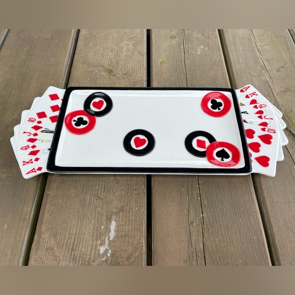 Fitz and Floyd Essentials GAME NIGHT Cards Serving Platter Snack Plate - Picture 3 of 12